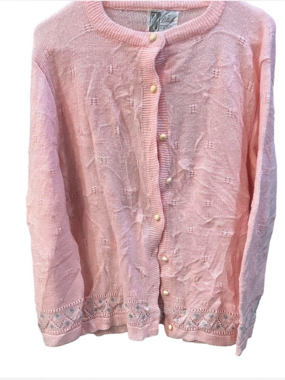 Vintage America Pink Knit Cardigan with Pearl Buttons